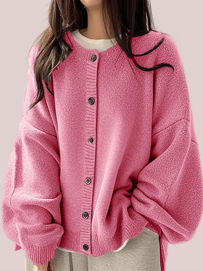 Women's Side Slit Relaxed Fit Knit Cardigan