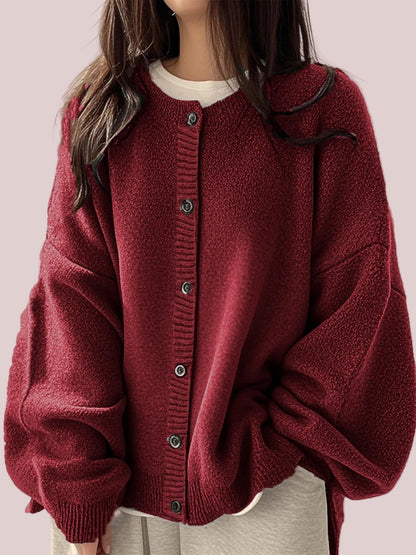 Women's Side Slit Relaxed Fit Knit Cardigan