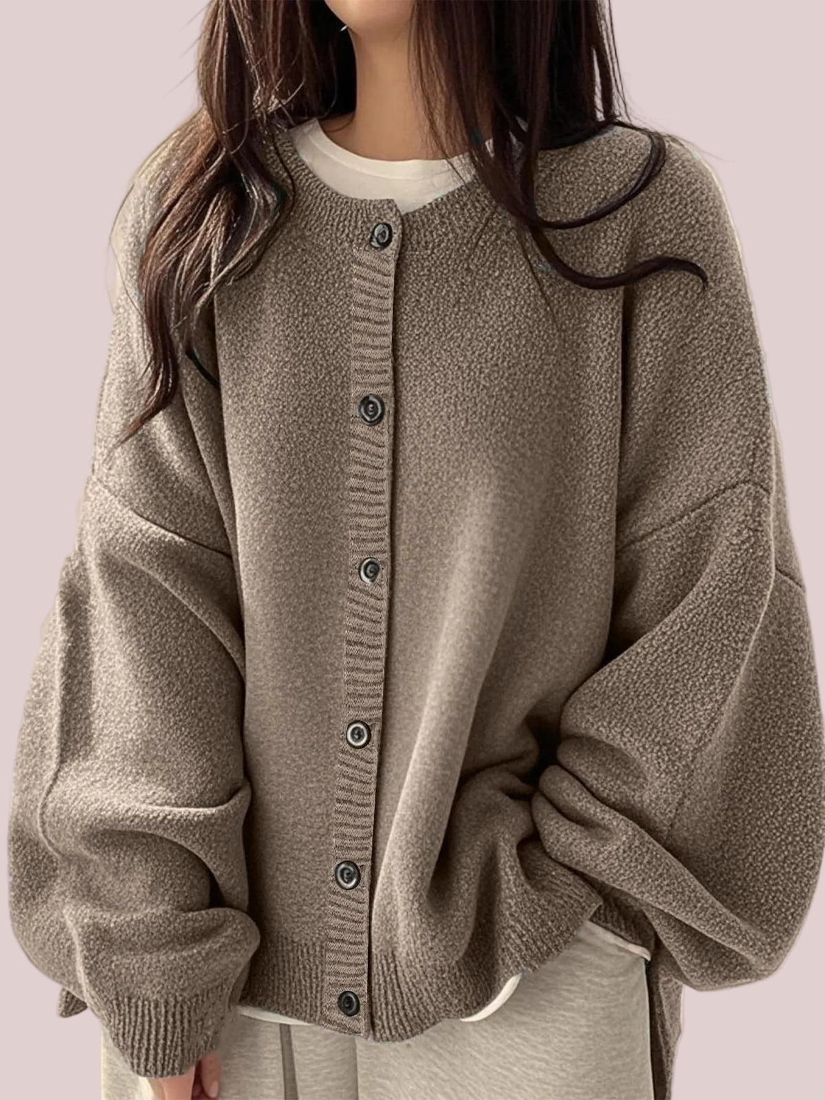 Women's Side Slit Relaxed Fit Knit Cardigan