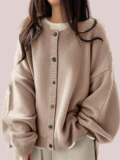 Women's Side Slit Relaxed Fit Knit Cardigan