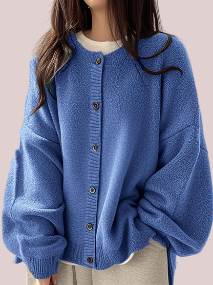 Women's Side Slit Relaxed Fit Knit Cardigan