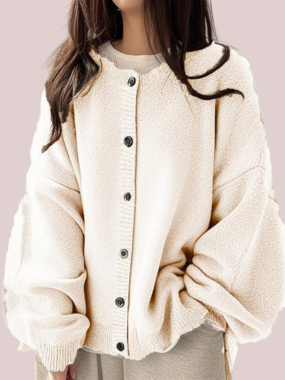 Women's Side Slit Relaxed Fit Knit Cardigan