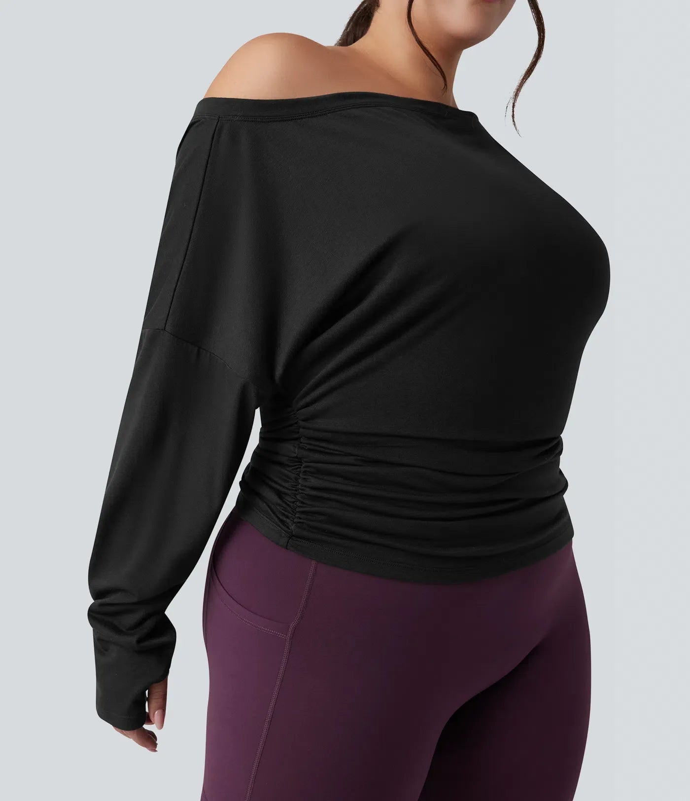 Women's One Shoulder Thumb Hole Yoga Sports Top
