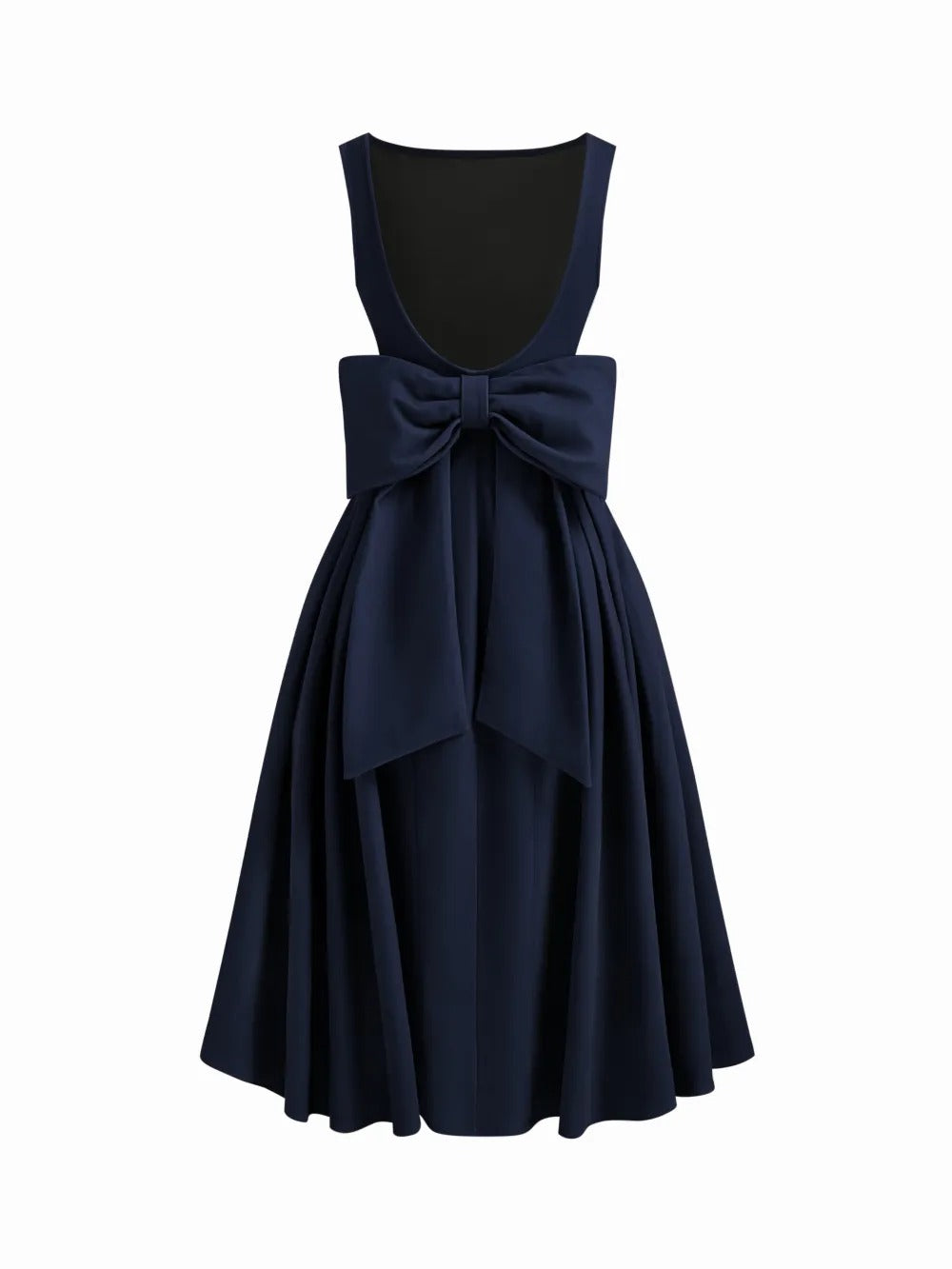Boat Neck Bowknot Backless Midi Dress