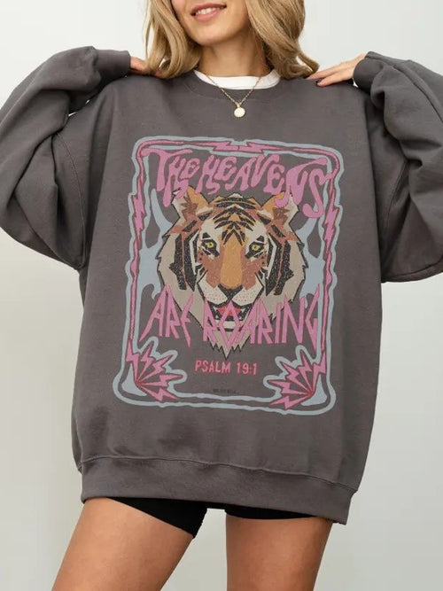 Women's Vintage Tiger Oversized Graphic Sweatshirt