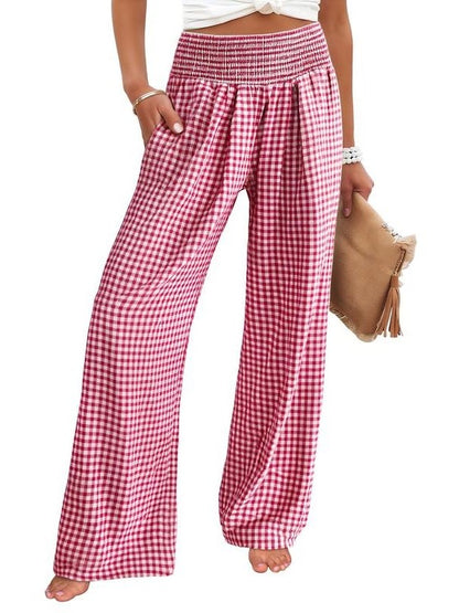 Women's Valentine's Gingham Wide-Leg Pants