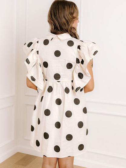 Women's Polka Dot Angel Sleeves Dress
