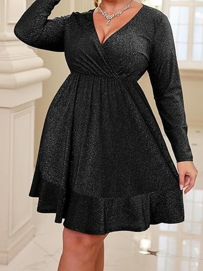 Women's V Neck Sequin Mini Dress