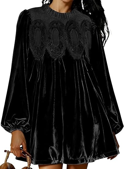 Women's Vintage Velvet Babydoll Dress