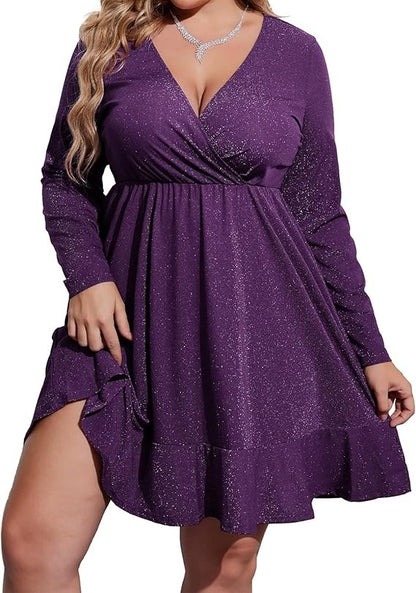 Women's V Neck Sequin Mini Dress