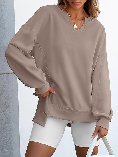 Women's Oversized V Neck Sweatshirts