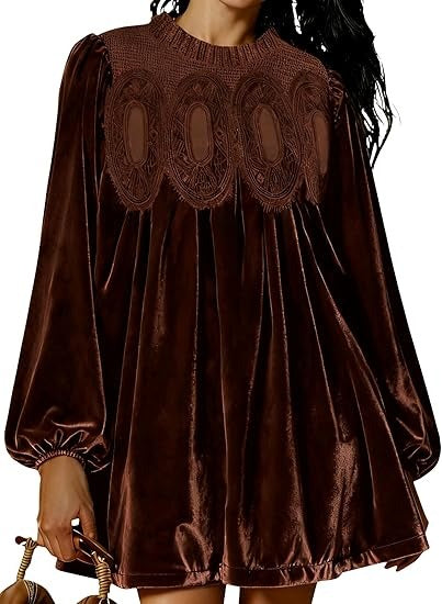 Women's Vintage Velvet Babydoll Dress