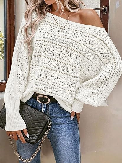 Women's Off Shoulder Batwing Oversized Sweater