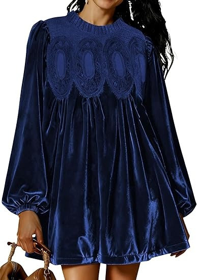 Women's Vintage Velvet Babydoll Dress