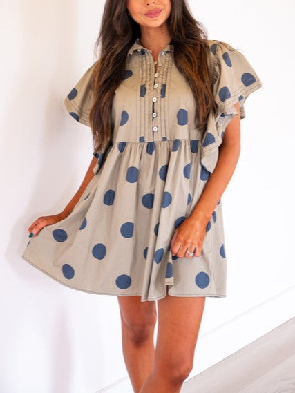 Women's Polka Dot Angel Sleeves Dress