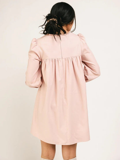 Women's Valentine's Pink Ruffled Bow Dress