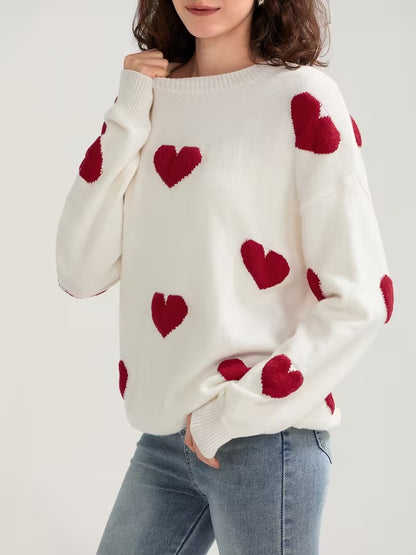 Women's Valentine Heart Print Sweater