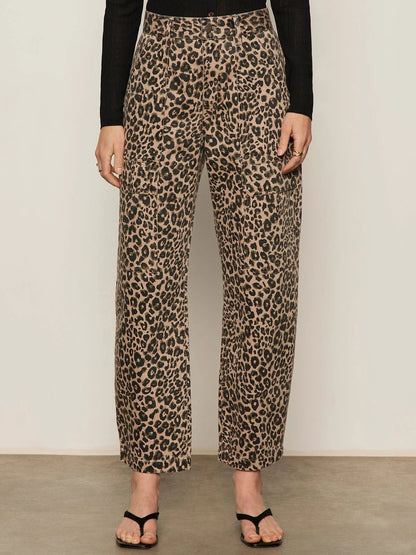 Women's Leopard Print Wide-Leg Trousers
