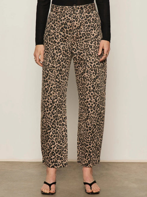 Women's Leopard Print Wide-Leg Trousers