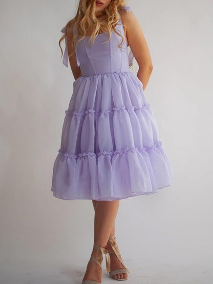 Women's Sexy Bow Spaghetti Straps Corset A-Line Dresses