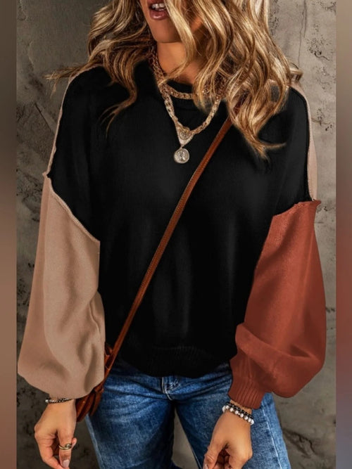 Women's Color-Block Stretchy Sweater