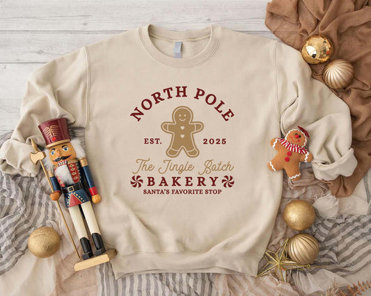Women's Cute Gingerbread Man Print Sweatshirt