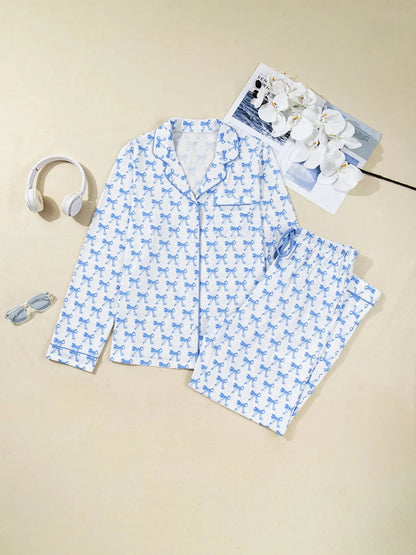 Women's Bow Printed Pajama Set