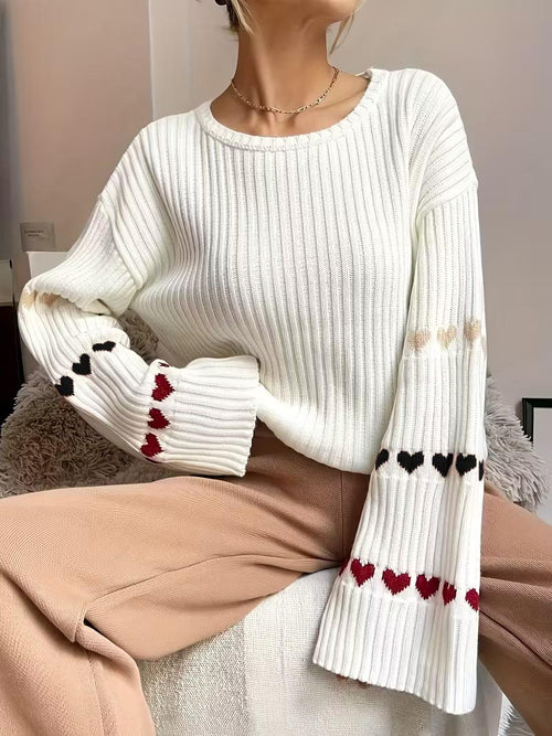 Women's Heart-shaped Knitted Sweater