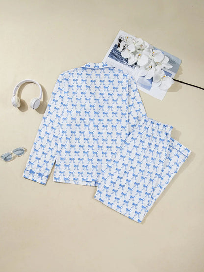 Women's Bow Printed Pajama Set