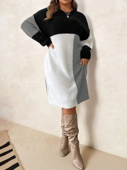 Women's Color Block Knit Sweater Dress