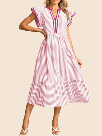 Women's Summer Casual Striped Dress with Pockets