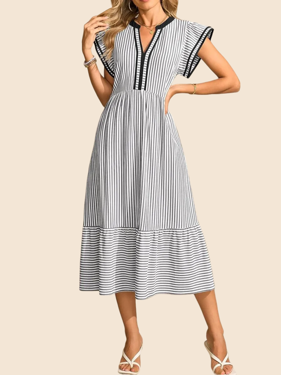 Women's Summer Casual Striped Dress with Pockets