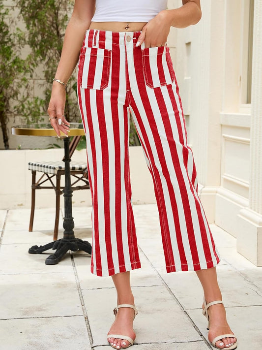 Women's Striped Casual Jeans