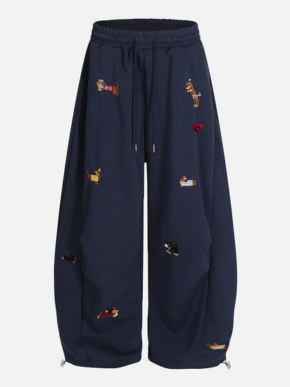 Cute Dachshund Embroidered Baggy Sweatpants