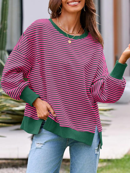 Women's Oversized Striped Sweatshirt