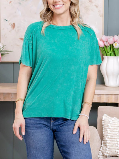 Women's Stretchy Acid Washed Rib Shirt