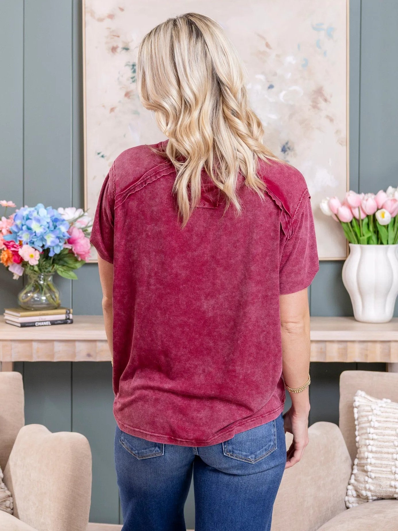 Women's Stretchy Acid Washed Rib Shirt
