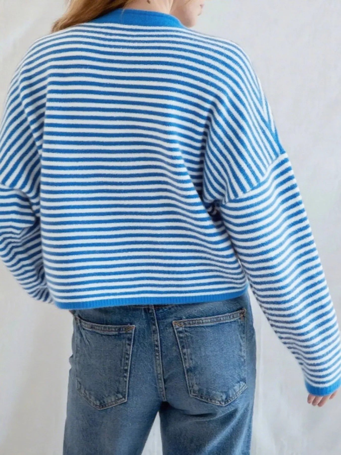 Women's Rolled Hem Striped Cardigan