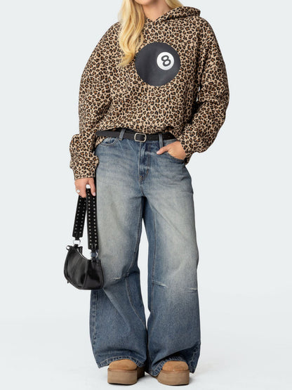 Women's Lucky 8 Billiard Leopard Print Hoodie