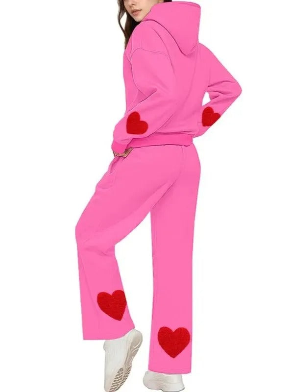 Women's Heart Patch Hoodie Set