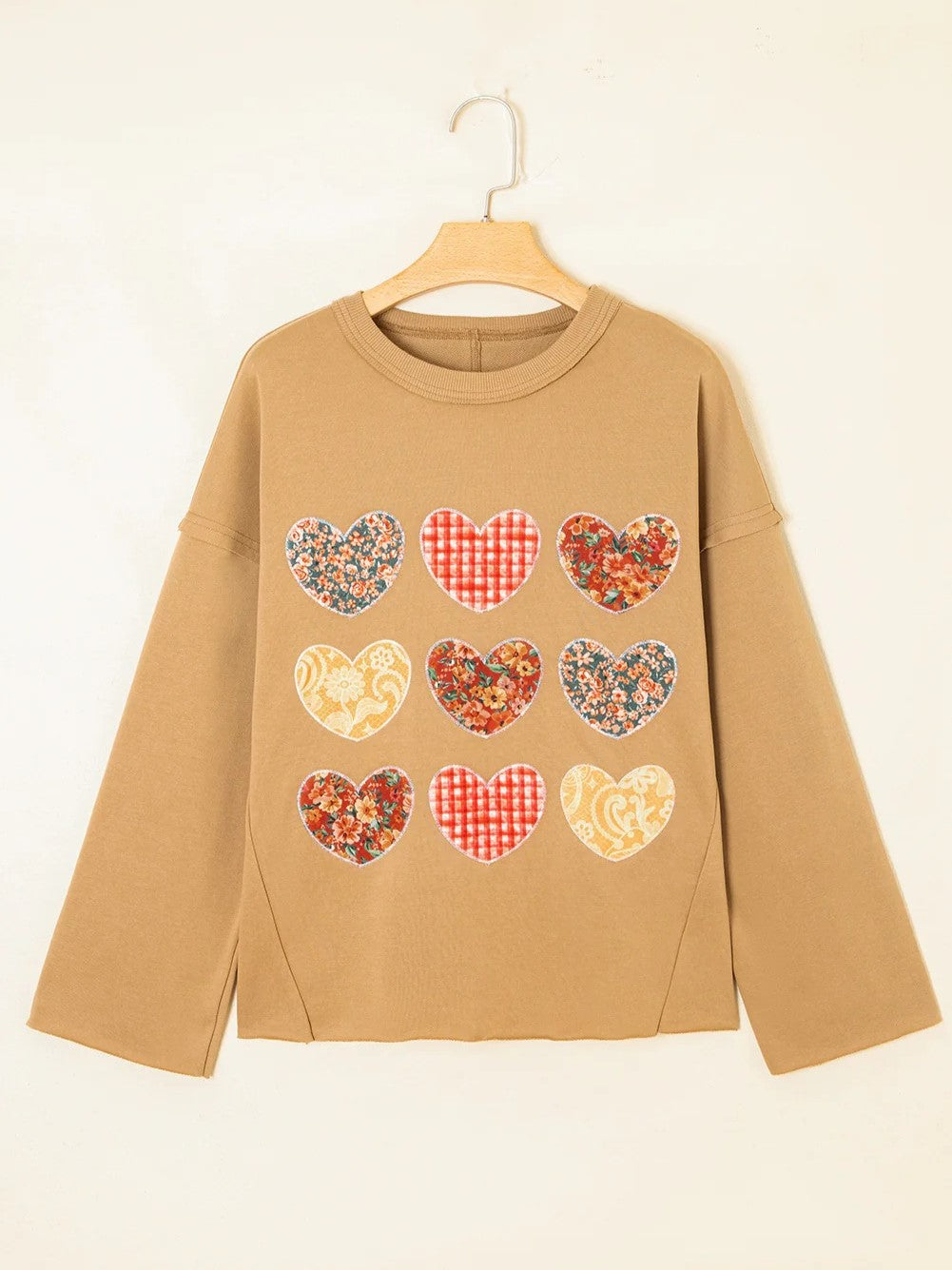 Women's Vintage Patchwork Heart Sweatshirt
