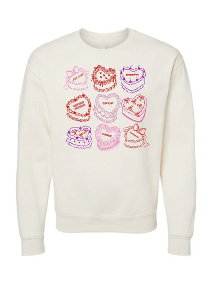 Women's Valentine's Day Cake Print Sweatshirt
