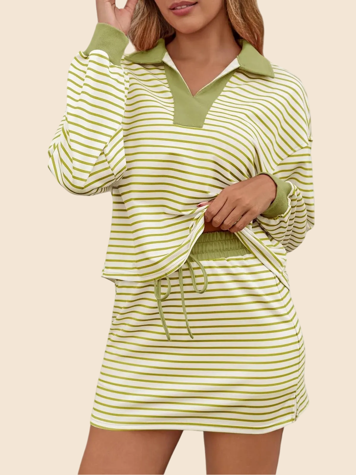 ✨Women's Casual Striped Two-Piece Set