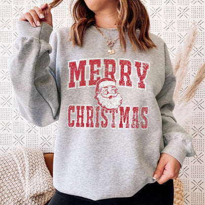 Vintage Distressed Merry Christmas Santa Sweatshirt