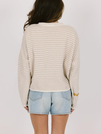 Women's Rolled Hem Striped Cardigan