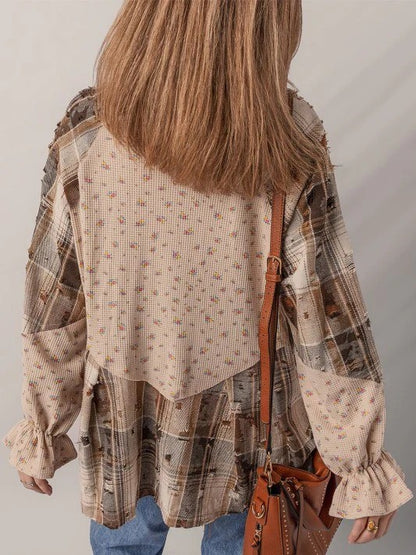 Women's Vintage Plaid Patchwork Shirt
