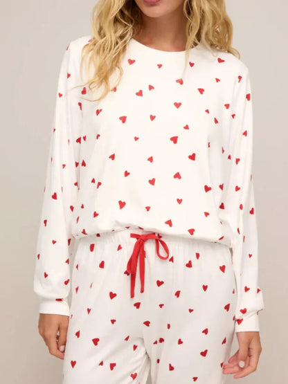 Women's Heart Print Loungewear Two-piece Set
