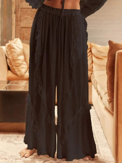 Women's Long-Sleeve Lace Pajama Set