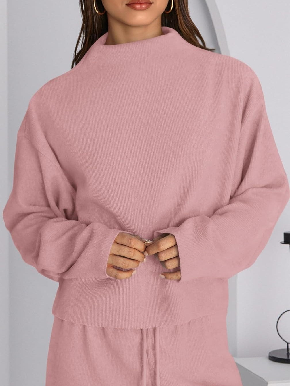 Women's Mock Neck Two Piece Set