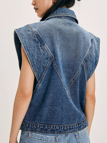 Women's Vintage Oversized Denim Sleeveless Vest